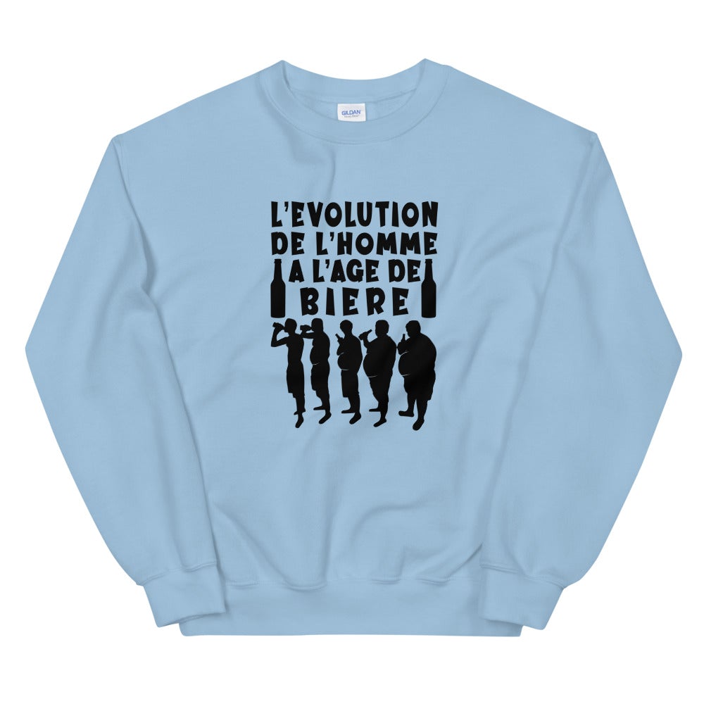 Sweat Unisexe à Col Rond "L'évolution de l'homme à l'âge de bierre"