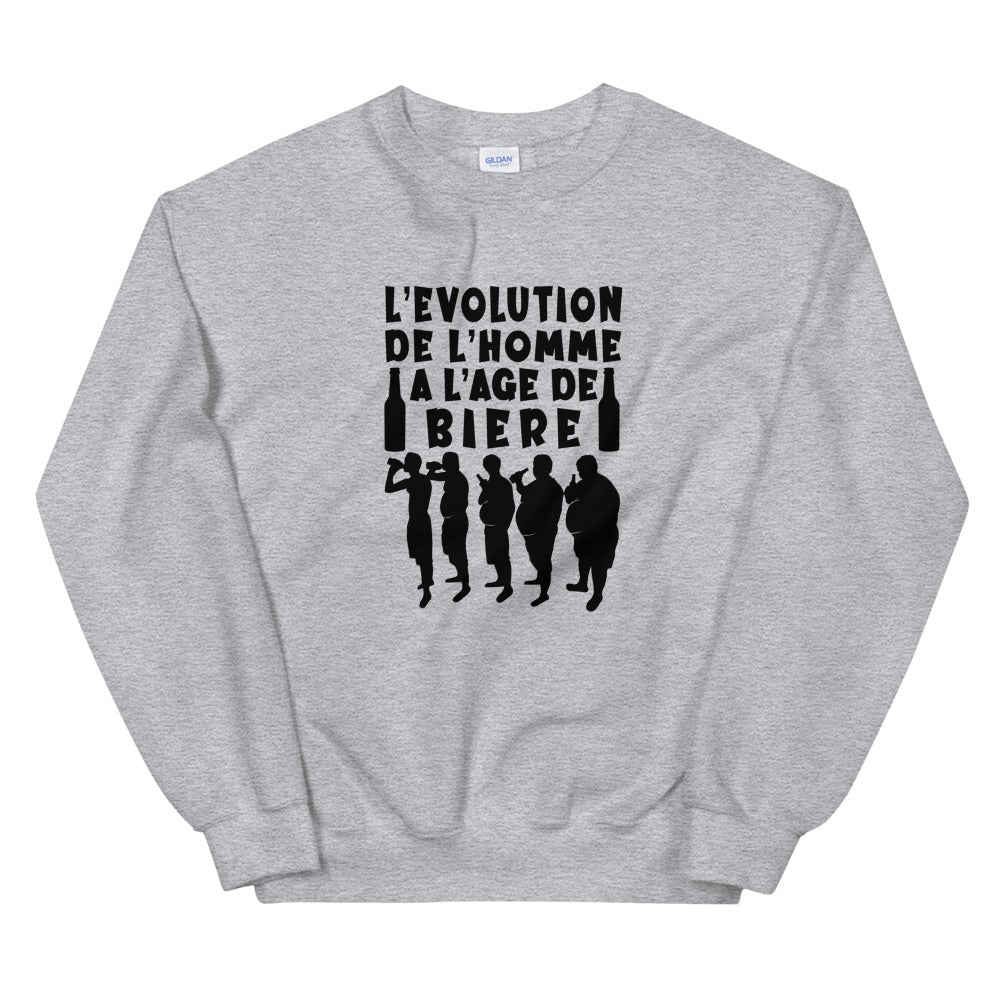 Sweat Unisexe à Col Rond "L'évolution de l'homme à l'âge de bierre"