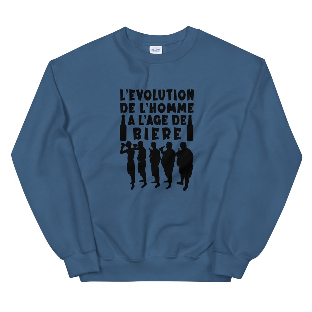 Sweat Unisexe à Col Rond "L'évolution de l'homme à l'âge de bierre"