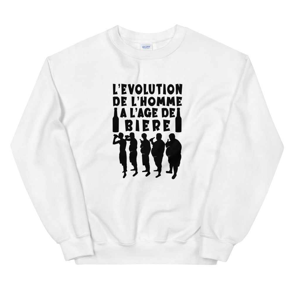 Sweat Unisexe à Col Rond "L'évolution de l'homme à l'âge de bierre"
