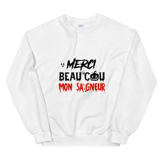 Sweat Unisexe Halloween Vampire "Merci beau cou mon saigneur"