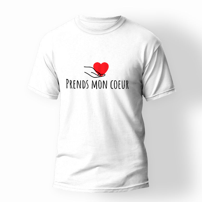 T-shirt amoureux "Prends mon coeur"