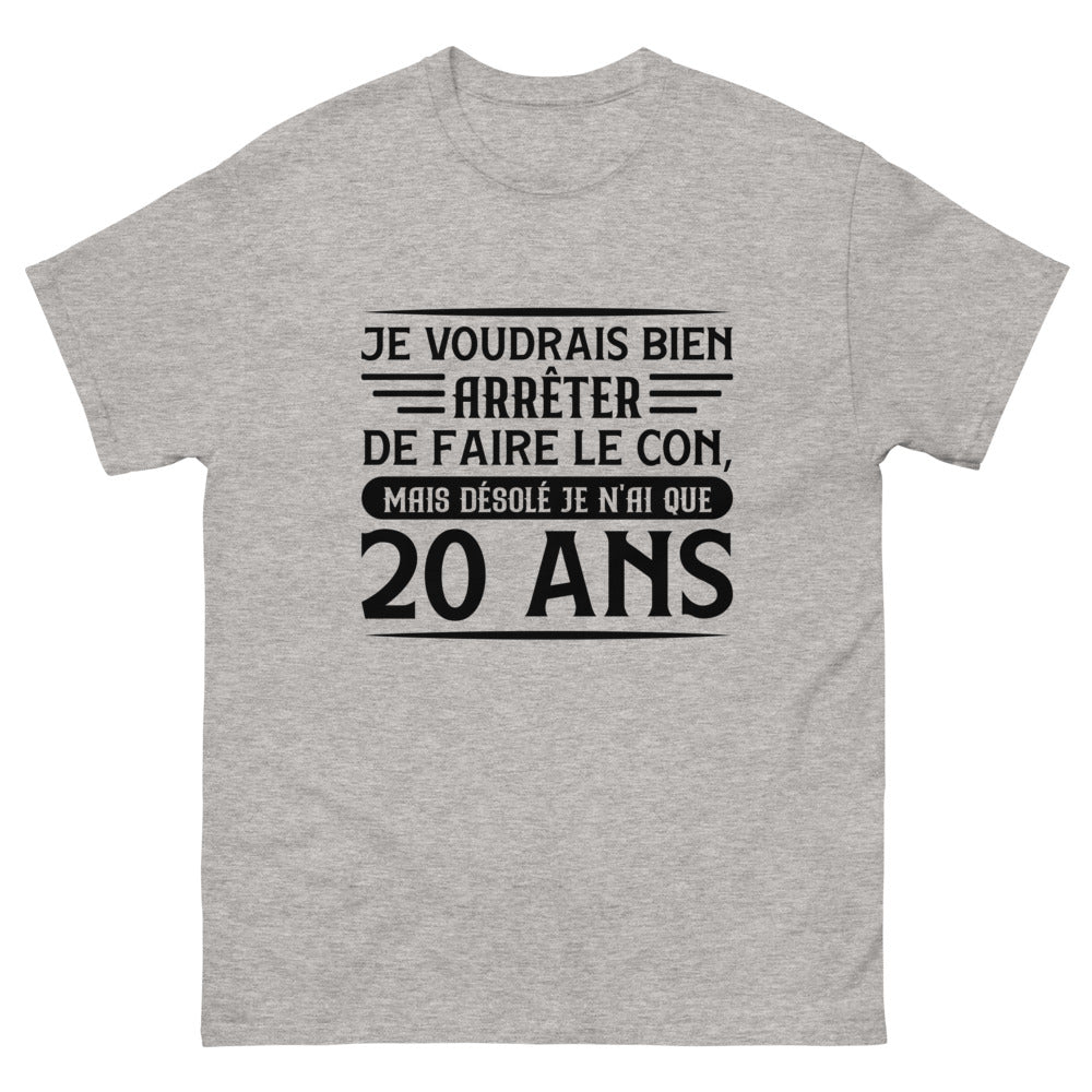 Tee-shirt 20 ans Anniversaire Homme Blanc M, L, XL