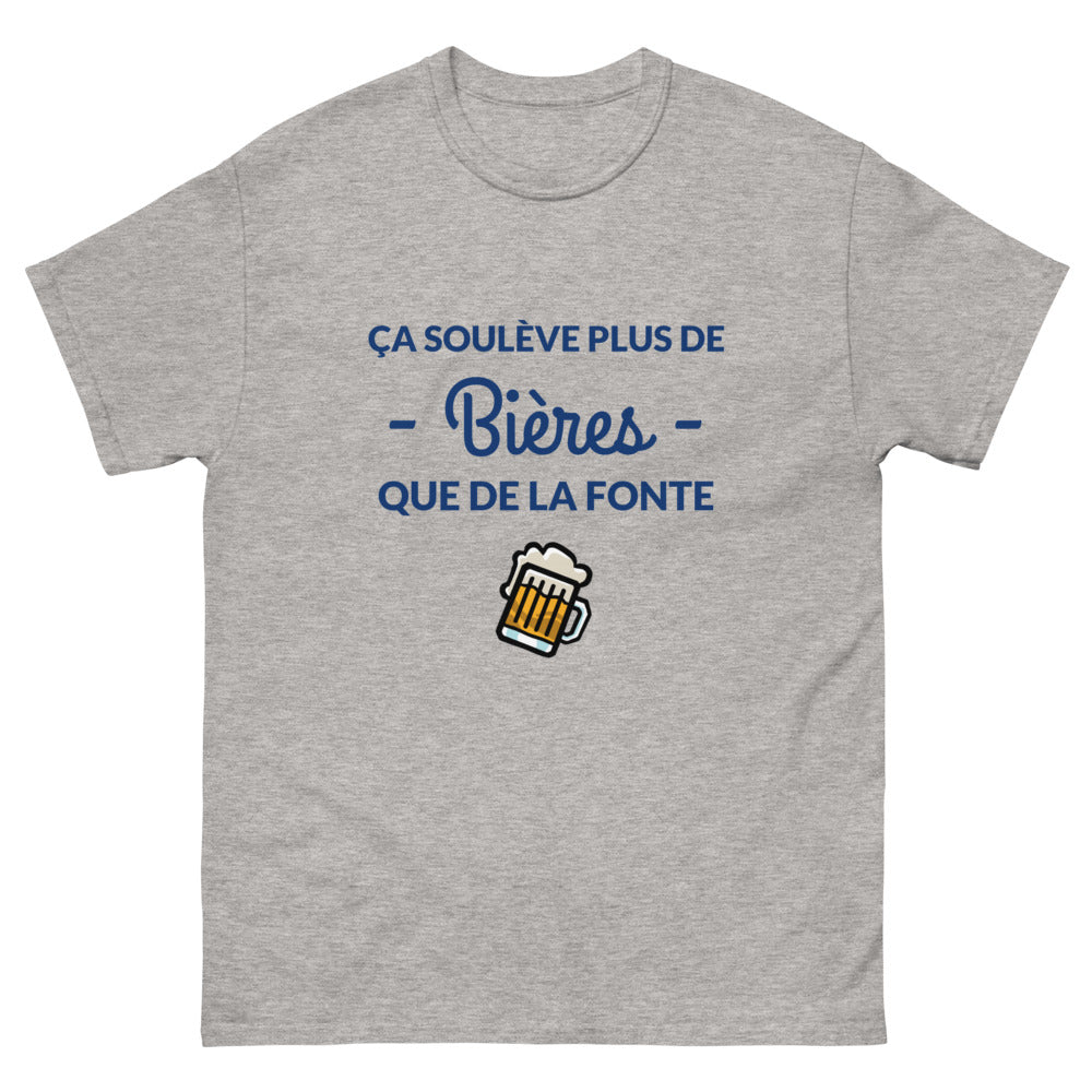 T-shirt bière "ça soulève plus de bière que de la fonte"