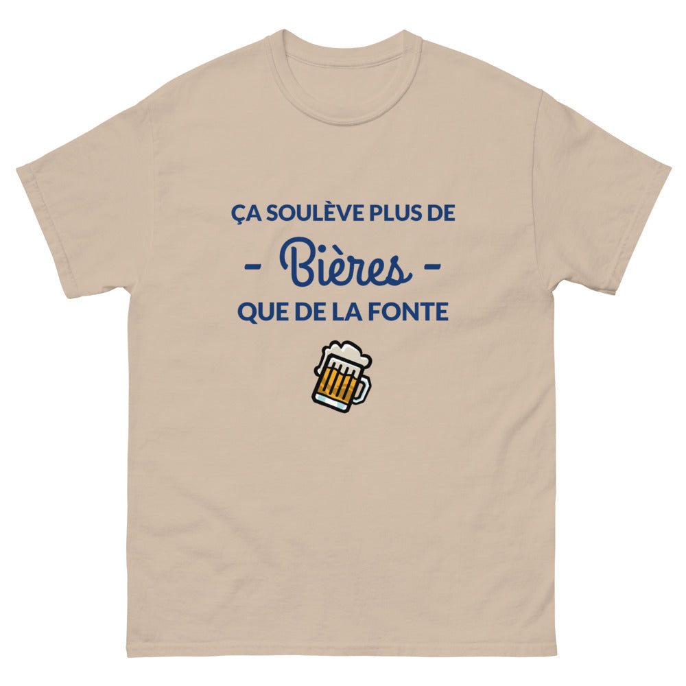 T-shirt bière "ça soulève plus de bière que de la fonte"