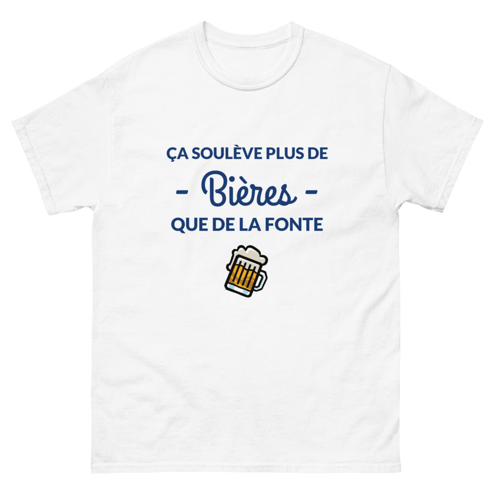T-shirt bière "ça soulève plus de bière que de la fonte"