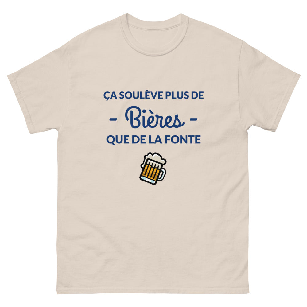 T-shirt bière "ça soulève plus de bière que de la fonte"