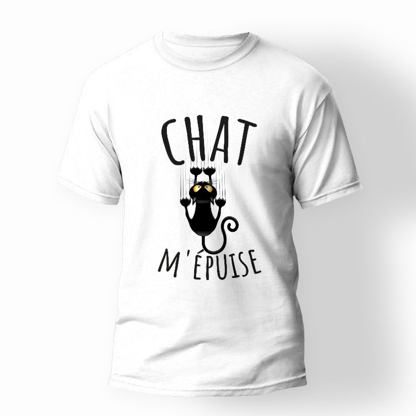 T-shirt chat m'épuise