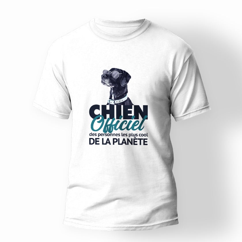 T-shirt Chien Dogue Allemand, "CHIEN OFFICIEL DES PERSONNES LES PLUS COOL DE LA PLANÈTE"