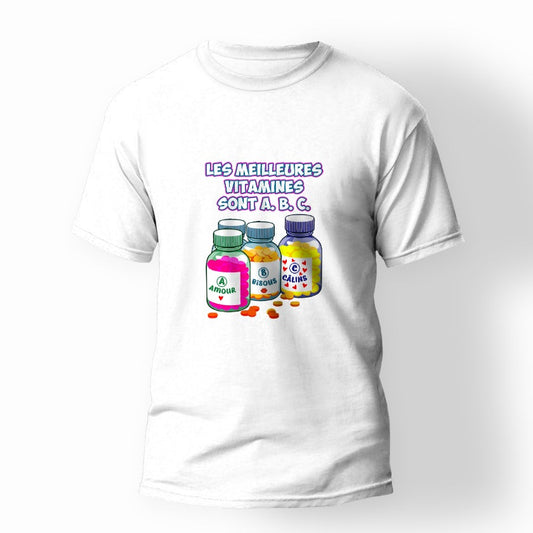 T shirt unisexe les meilleures vitamines sont A, B et C !